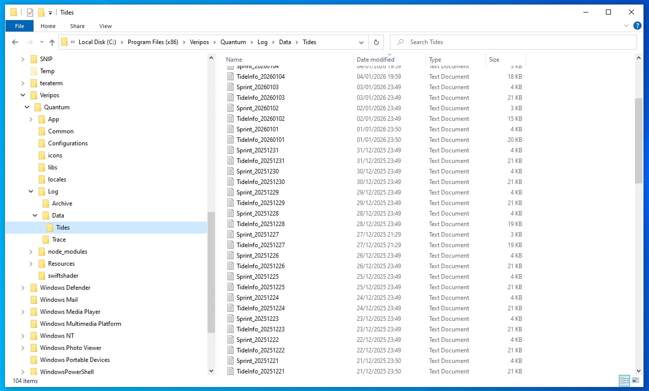 Where can I find the Tides logging files within Quantum?