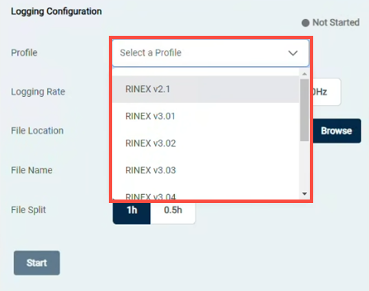 RINEX logging with Data Logger